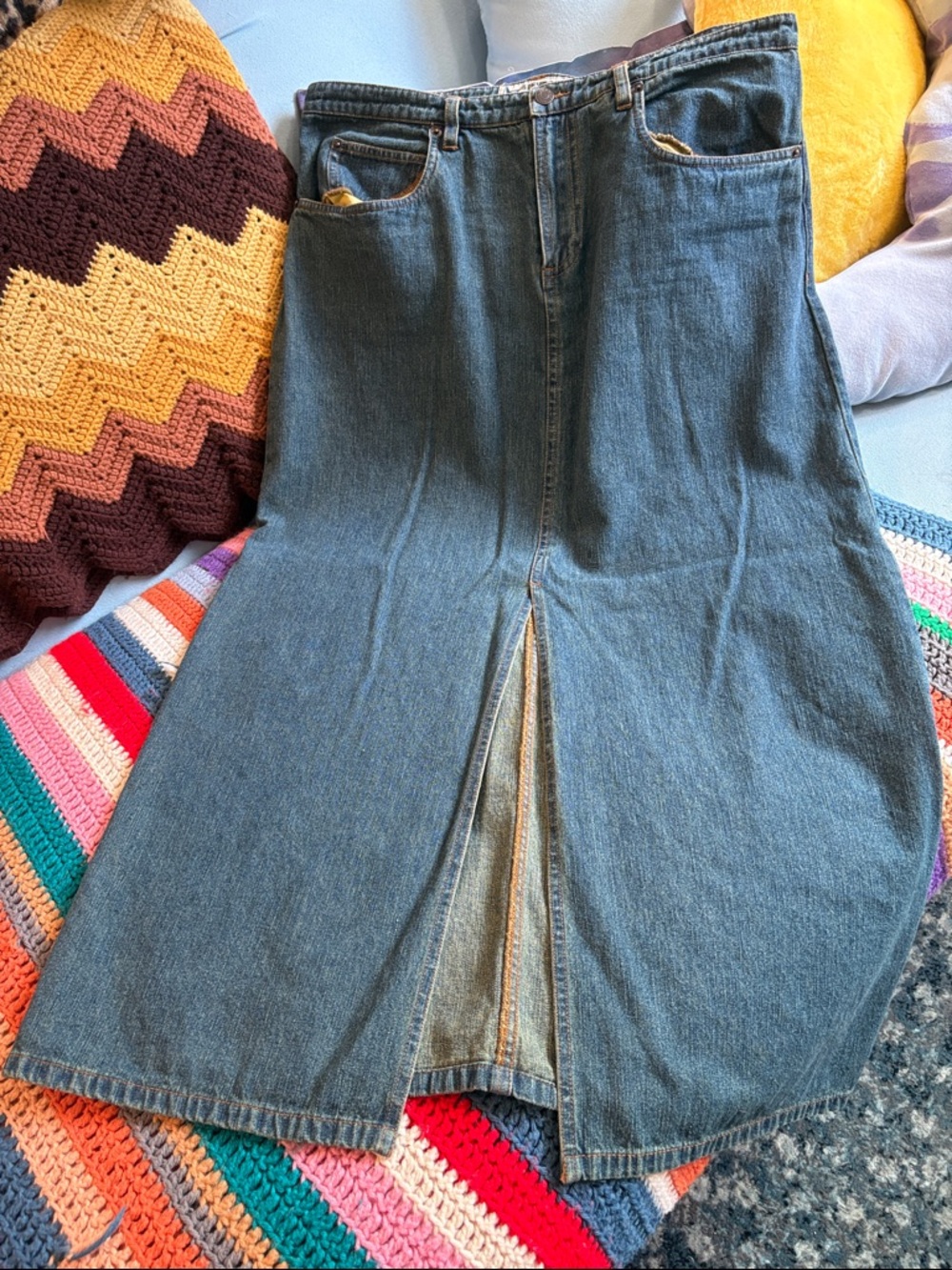 Steve & Barry's Relaxed Fit Denim Skirt w/ Front Slit